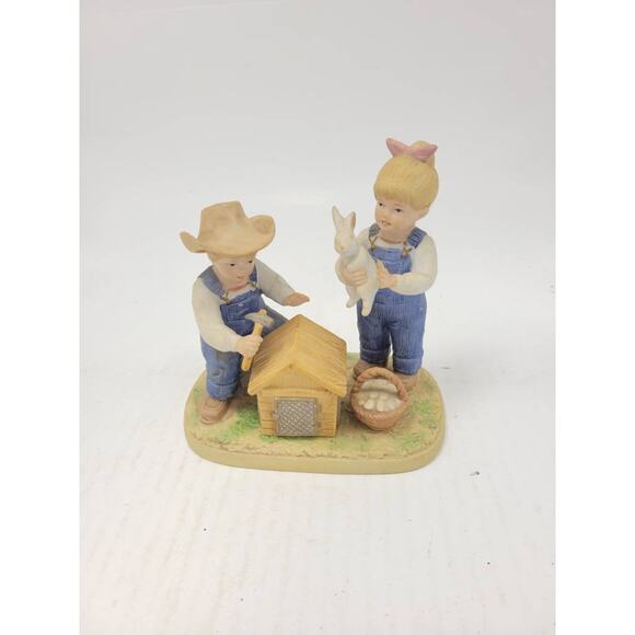 Vintage Denim Days, Bunny Hutch 1514 Homco Figurine, Home Interiors Decor - Picture 1 of 4